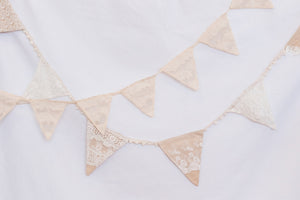 Linen and Lace Bunting. wedding bunting. wedding pendants. christening bunting. birthday bunting.