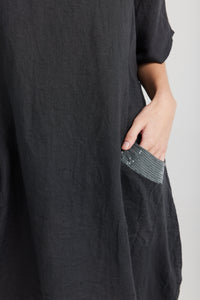 Charlie linen dress. Charcoal