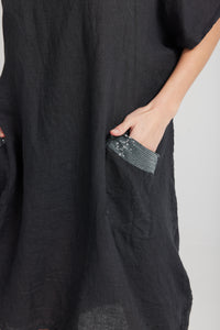 Charlie linen dress. Charcoal