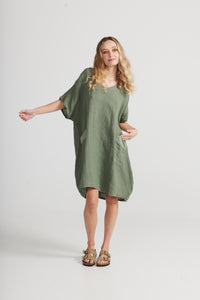 Charlie Linen dress, Olive