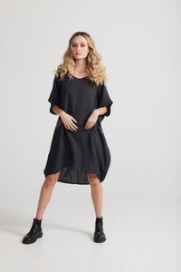 Charlie linen dress. Charcoal