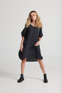 Charlie linen dress. Charcoal