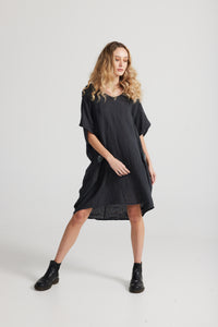 Charlie linen dress. Charcoal