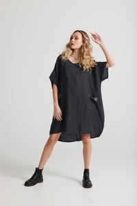 Charlie linen dress. Charcoal