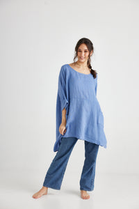 Chloe linen top. Denim