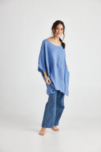 Chloe Linen Top. Denim