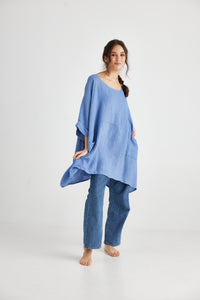 Chloe Linen Top. Denim