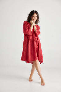 Clarissa linen dress. Red Poppy