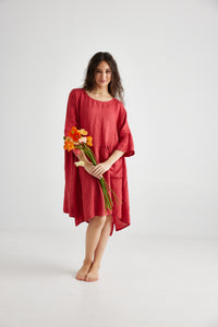 Clarissa linen dress. Red Poppy