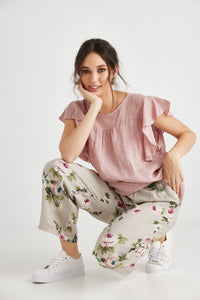 Eva Linen  floral pants . Seamist