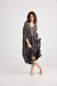 Evangeline Lace slip/dress. Mist Grey