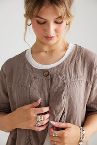 Fifi Linen Jacket. Coffee