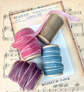 Vintage Coloured Velvet Ribbon collection on  Vintage spools