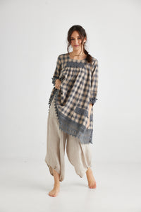 Isla Plaid Dress. Paynes Grey