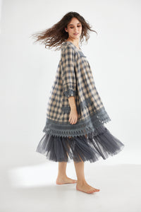 Isla Plaid Dress. Paynes Grey