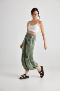 Lulu Linen Pants . Khaki Polka dot.