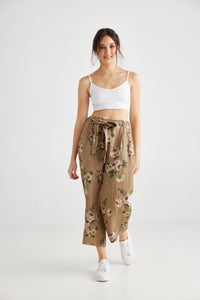 Eva Linen pants . Olive Branch Floral