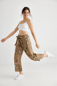 Eva Linen pants . Olive Branch Floral