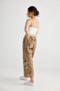 Eva Linen pants . Olive Branch Floral