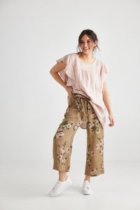 Eva Linen pants . Olive Branch Floral