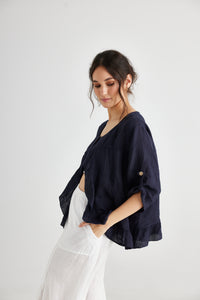 Fifi Linen Jacket.  French Navy Blue