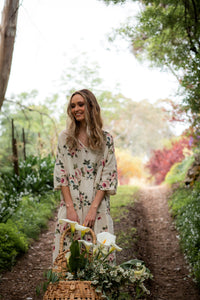 Stella floral dress. Cream Rose