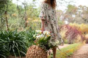 Stella floral dress. Cream Rose