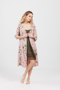 Abigail Floral Coat dress. Blush Pink