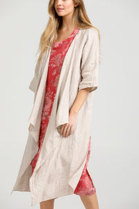 Sabine Linen Duster Coat. Stone