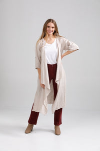 Sabine Linen Duster Coat. Stone