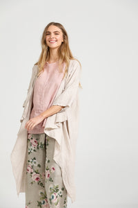 Sabine Linen Duster Coat. Stone