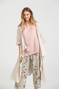 Sabine Linen Duster Coat. Stone