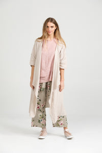 Sabine Linen Duster Coat. Stone