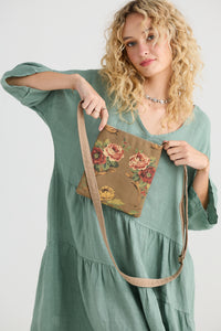 Kestrel Crossbody shoulder bag. Antique Rose Bouquet