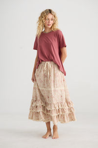 Perdita floral skirt. Faded Rose