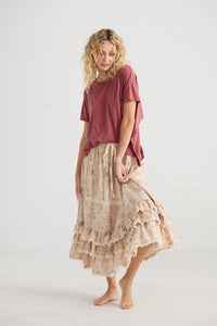 Perdita floral skirt. Faded Rose