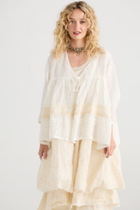 Elodie Linen Gauze and lace short jacket.  Powder Pink