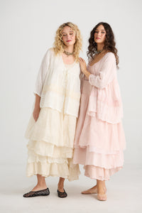 Elodie Short Linen gauze and Lace jacket. Cream Puff