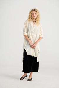 Prairie long cotton lace shirt. Coconut