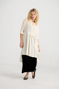 Prairie long cotton lace shirt. Coconut