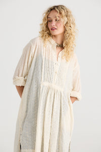 Prairie long cotton lace shirt. Coconut