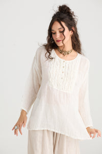 Florian Linen Gauze top.  Coconut