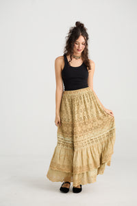 Serendipity Lace Maxi skirt.  Caramel.