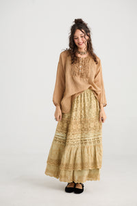 Serendipity Lace Maxi skirt.  Caramel.