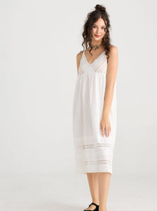 Blossomtime lace and cotton slip. Ivory