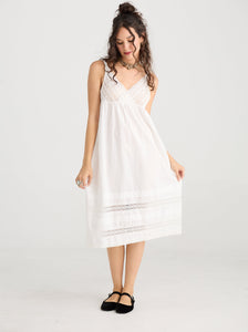 Blossomtime lace and cotton slip. Ivory