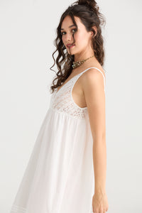 Blossomtime lace and cotton slip. Ivory