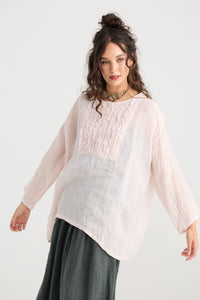 Florian Linen Gauze ruffled top. Sugar Crystal Pink