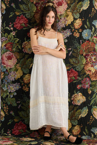 Isadore Long linen gauze cami dress. Cream Puff