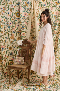 Enchantress Long Linen Gauze Coat. Powder Pink.